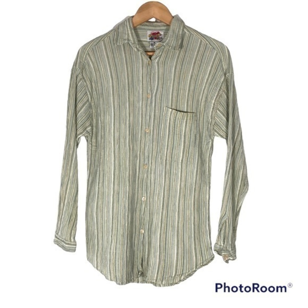 SORREL Crinkle Cotton Boho Striped Shirt Womens M